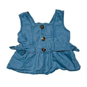 Vince Camuto Light Blue Chambray Denim Peplum Fabric Tank top baby’s 24M‎